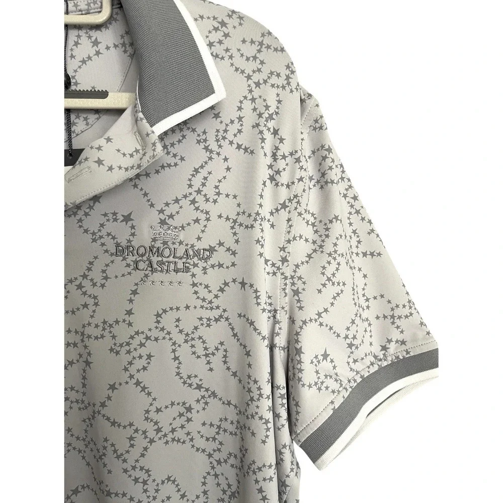 NWT G/Fore Mens Gray Star Dust Tech Jersey Golf Polo Shirt Banded Sleeve SMALL - Picture 3 of 8